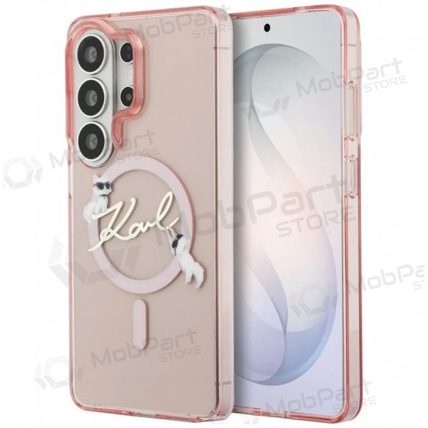 Samsung Galaxy S26 Ultra kotelo - Karl Lagerfeld IML Choupette Karl Script Logo Magnetic (vaaleanpunainen)