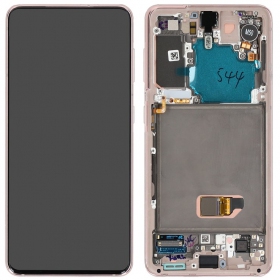 Ekranas Samsung G991 S21 5G su lietimui jautriu stikliuku ja rėmeliu Phantom Violet alkuperäinen (service pack)