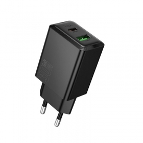 Puhelimen laturi Hoco N71 30 W GaN USB-C + USB-A musta
