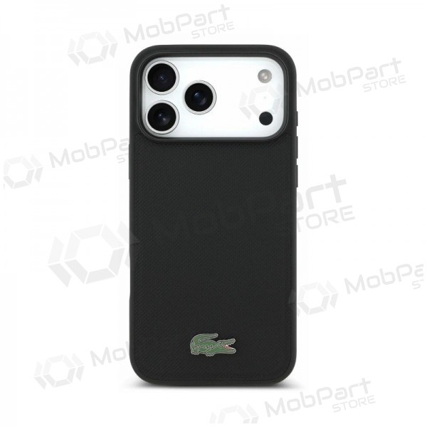 Apple iPhone 18 Pro Max kotelo - Lacoste PVC Petit Pique Semi Wrap Embossed MagSafe (musta)