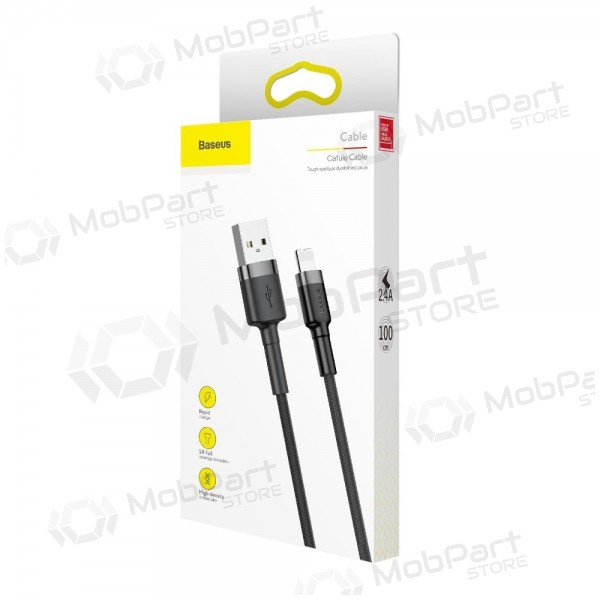 USB kaapeli Baseus Cafule USB-A to Lightning 2.4A 1.0m harmaa-musta CALKLF-BG1