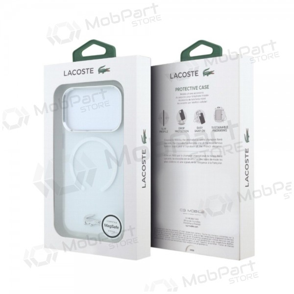 Apple iPhone 18 Pro Max kotelo - Lacoste IML Frosted Petit Pique Metal Logo MagSafe (läpinäkyvä)
