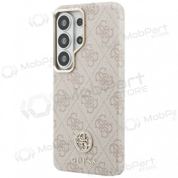 Samsung Galaxy S26 Ultra kotelo - Guess PU Leather 4G Strass Logo Gold Frame Magnetic (vaaleanpunainen)