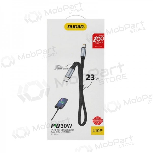 Lightning-kaapeli Dudao L10P USB-C–Lightning 0.23 m 20 W musta