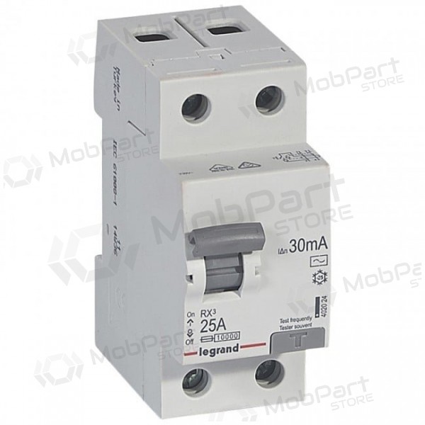 Vikavirtasuoja RCD RX Legrand 402024 (AC, 25A, 2P, 30mA, 230V)