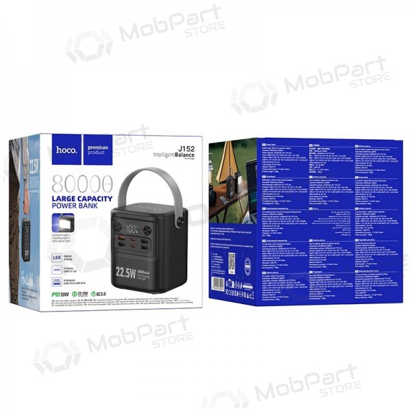 Ulkoinen paristo Power Bank Hoco J152 22.5W+PD20W 80000mAh musta