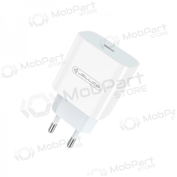 Laturi Jellico AK180 20W USB-C + USB-C to USB-C cable 1.0m valkoinen