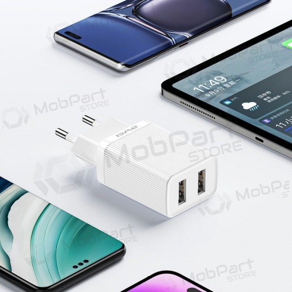 Laturi Awei C15L-EU 2xUSB-A 10W + USB to Lightning cable valkoinen
