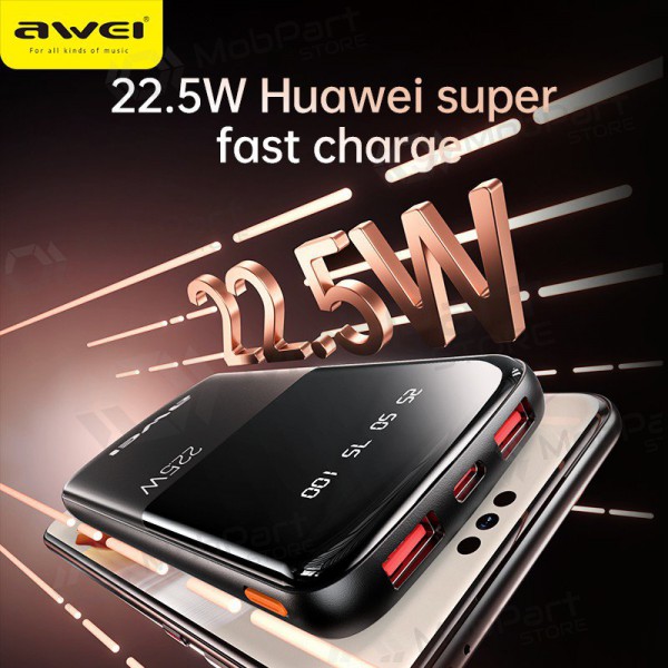 Ulkoinen paristo Power Bank Awei P10K 22.5W 10000mAh musta