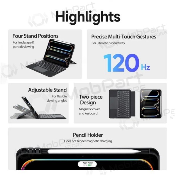 Apple iPad Pro 11 2024, 2025 kotelo näppäimistöllä - Dux Ducis DK (musta)