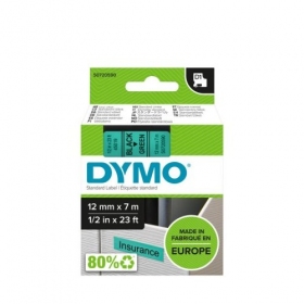 Dymo 45019 (S0720590) nauha 12mm x 7m, musta vihreällä