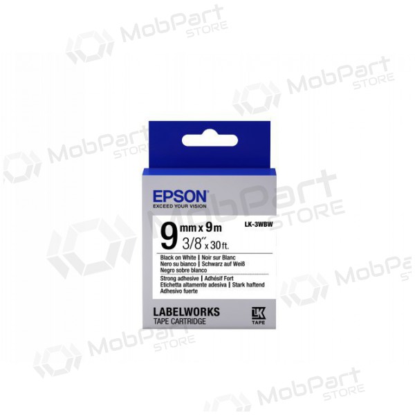 Epson tarrakasetti lk-3wbw vahvasti tarttuva musta valkoisella 9mm (9m)