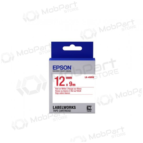 Epson LK-4WRN (C53S654011) tarrkasetti standardi, punainen valkoisella 12mm (9m)