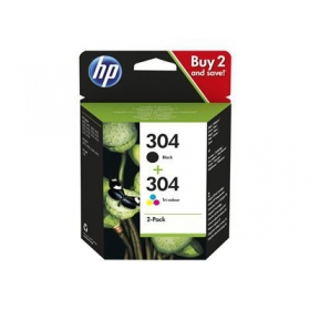 HP No.304 Kasėčių rinkinys (3JB05AE), musta ja trispalvė kasetti mustesuihkutulostimille