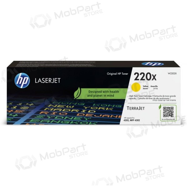 HP 220X (W2202X) laserkasetti, keltainen
