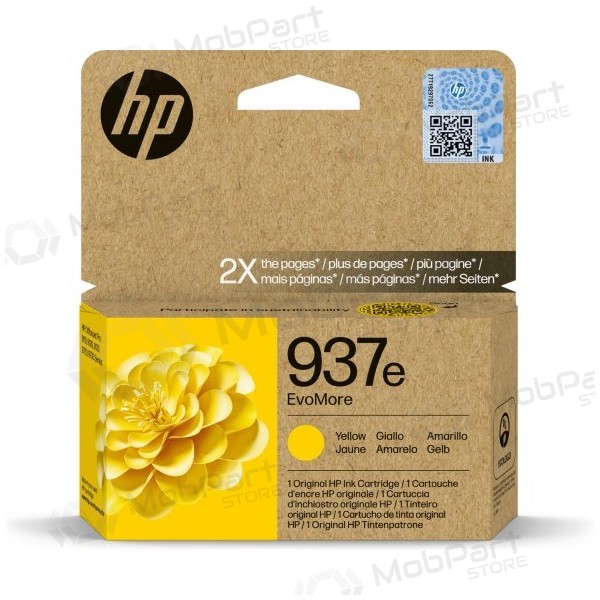 HP 937e EvoMore (4S6W8NE) mustekasetti, keltainen