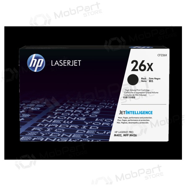 HP No.26X (CF226X), musta kasetti lasertulostimille, 9000 sivut.