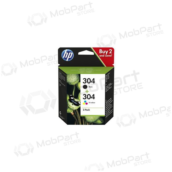 HP No.304 Kasėčių rinkinys (3JB05AE), musta ja trispalvė kasetti mustesuihkutulostimille