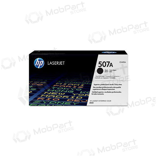 HP No.507A (CE400A), musta värikasetti lasertulostimille, 5500 sivua.