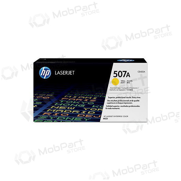HP No.507A (CE402A), keltainen kasetti lasertulostimille, 6000 sivut.