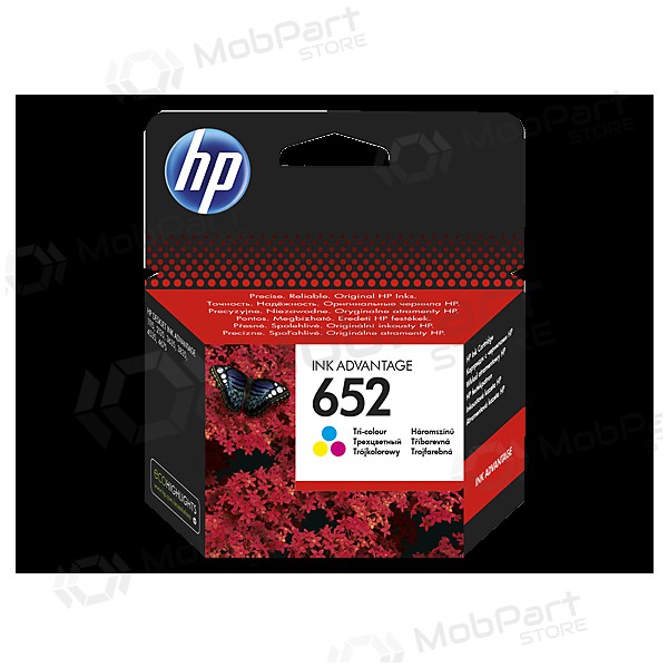 HP nro 652 (F6V24AE), kolmivärinen mustekasetti mustesuihkutulostimille, 200 sivua.