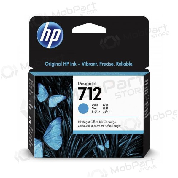 HP No.712 (3ED67A), sininen kasetti Rašaliniams spausdintuvams, 29ml.