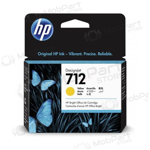 HP No.712 (3ED69A), keltainen kasetti Rašaliniams spausdintuvams, 29ml.