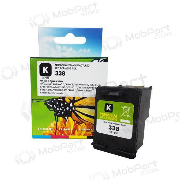 Nealkuperäinen Static Control HP 338 (C8765EE), musta kasetti mustesuihkutulostimille, 480 sivut.
