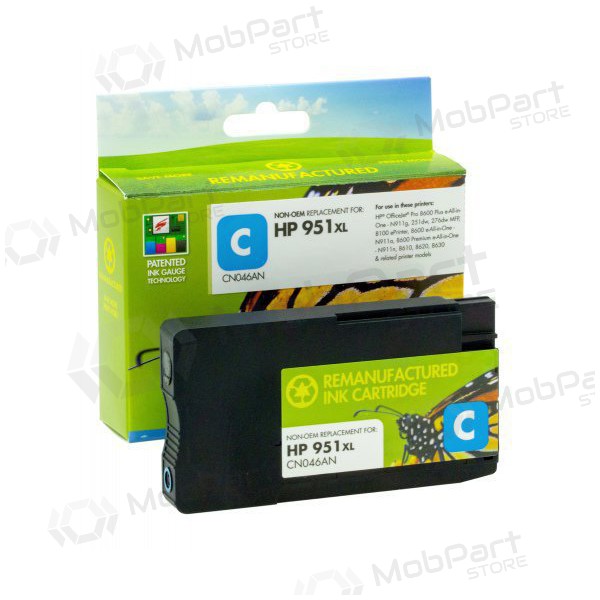 Yhteensopiva Static Control HP 951XL (CN046AE) Uusi siru, syaani värikasetti lasertulostimille, 1500 sivua.