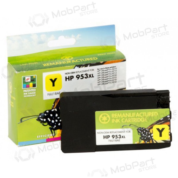 Epäalkuperäinen Static Control HP Nro 953 XL - F6U18AE Uusi mikrosiru, keltainen mustekasetti mustesuihkutulostimiin, 1600 sivua.