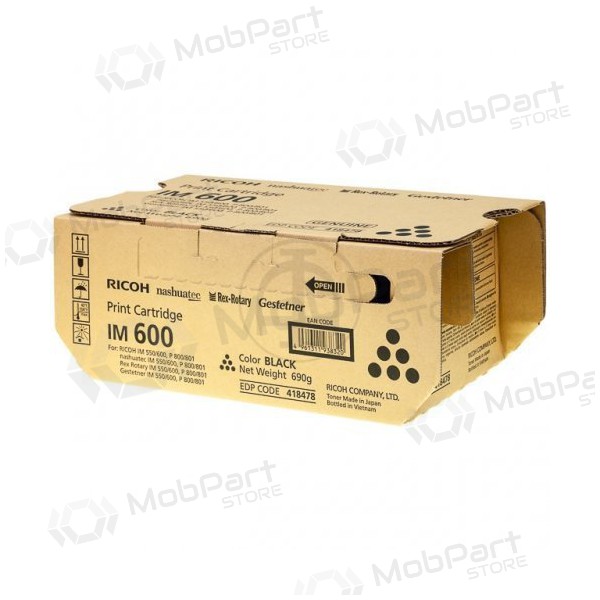 Ricoh IM 600 (418478), musta värikasetti lasertulostimille, 25500 sivua.
